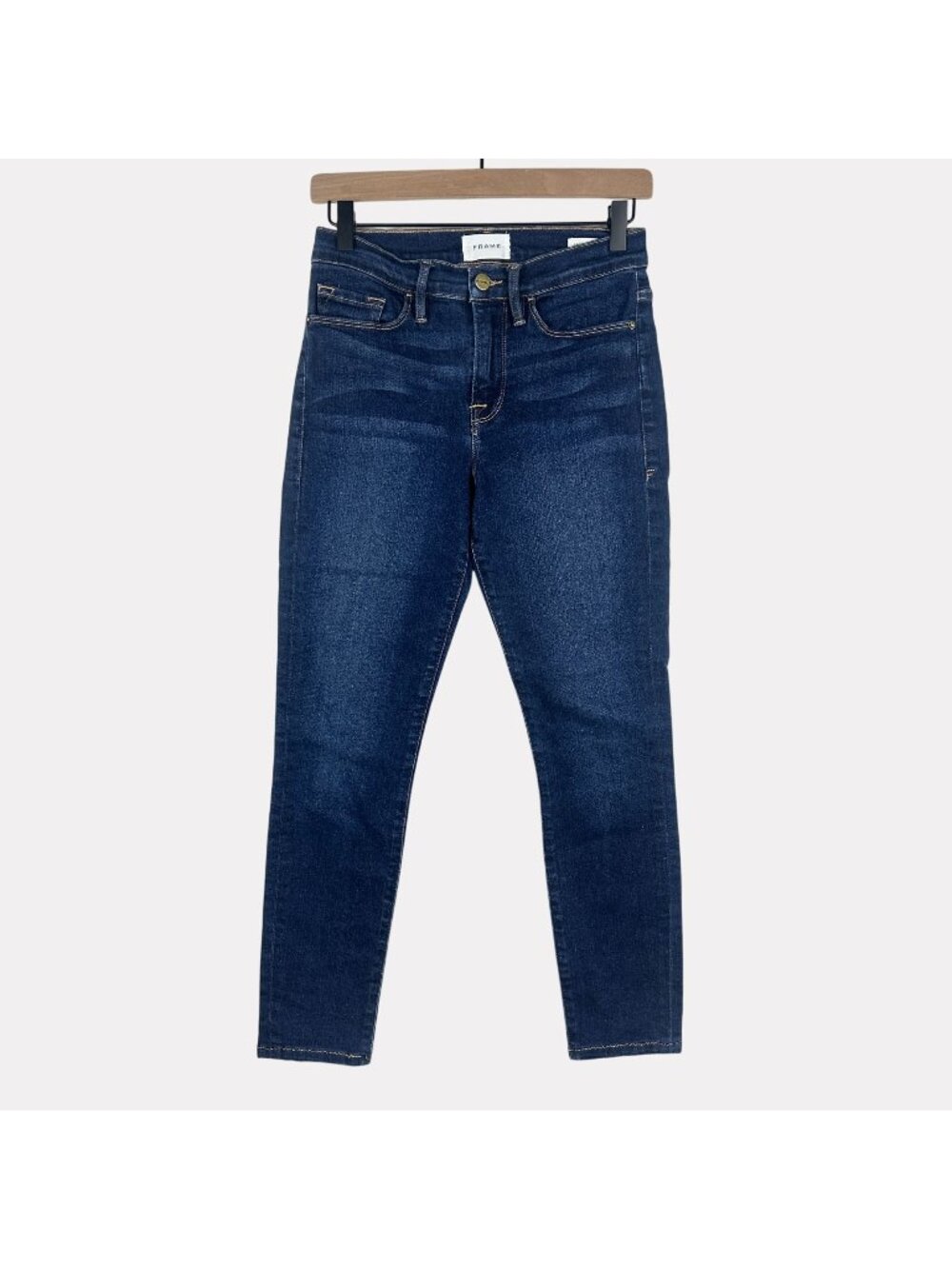 Frame Le Skinny De Jeanne Skinny Jeans Womens 28 Blue Five Pocket Zip Fly